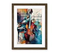 Artery8 Violin and Piano Classical Music Note Melody Concerto Abstract Modern Watercolour Painting Artwork Framed Wall Art Print 18X24 Inch
