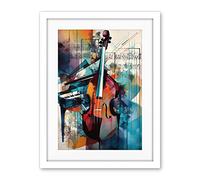 Artery8 Violin and Piano Classical Music Note Melody Concerto Abstract Modern Watercolour Painting Artwork Framed Wall Art Print 18X24 Inch