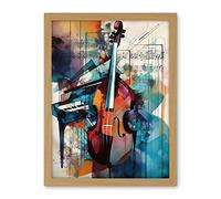 Artery8 Violin and Piano Classical Music Note Melody Concerto Abstract Modern Watercolour Painting Artwork Framed Wall Art Print 18X24 Inch