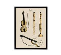 Artery8 Violin Guitar & Flutes Musical Vintage Black Framed Canvas Wall Art in Beige | Size: W24" x H32" Artery8 Beige W24" x H32"