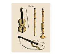 Artery8 Violin Guitar & Flutes Musical Vintage Wall Art Print Poster in Beige | Size: W24" x H32" Artery8 Beige W24" x H32"