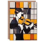 Artery8 Violinist Painting Cubism Classical Music Lover Greeting Birthday Card Him Her All Blank