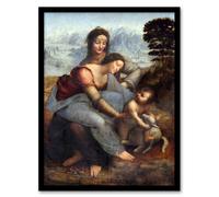 Artery8 Virgin & Child Saint Anne da Vinci Vintage Framed Wall Art Print in Brown | Size: A4 Artery8 Brown A4
