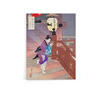 Artery8 Visiting The Temple Barefoot Canvas Wall Art Print Vintage Japan : by Gekko 12x16 Spiritual narrative scene embodying tradition, ideal for cultural displays or artistic living rooms