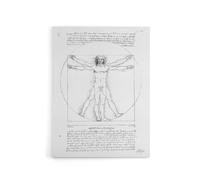 Artery8 Vitruvian Man Black & White da Vinci Vintage Canvas Wall Art | Size: W24" x H32" Artery8 White W24" x H32"