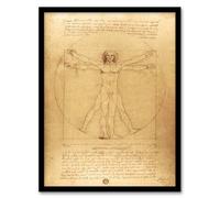 Artery8 Vitruvian Man Drawing Framed Wall Art Print 18X24 Inch Artwork By da Vinci : Classic Geometry Artwork Perfect For Study Or Design Space Symbolising Proportion And Intellect