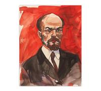 Artery8 Vladimir Lenin Portrait Soviet Union Communism Wall Art Print in Red | Size: W12" x H16" Artery8 Red W12" x H16"