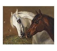 Artery8 Volkers Two Horse Heads Painting Art Print Canvas Premium Wall Decor Poster Mural