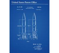 Artery8 Von Braun US Army Rocket Propelled Missile 1961 Patent Premium Wall Art Canvas Print 18X24 Inch
