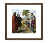 Artery8 Von Carolsfeld Ruth Boaz Field Biblical Painting 8X8 Inch Square Wooden Framed Wall Art Print Picture with Mount in Brown Artery8 Brown