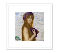 Artery8 Von Stuck Spring Allegory Painting 8X8 Inch Square Wooden Framed Wall Art Print Picture with Mount in White Artery8 White