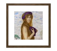 Artery8 Von Stuck Spring Allegory Painting 8X8 Inch Square Wooden Framed Wall Art Print Picture with Mount in Brown Artery8 Brown