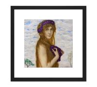 Artery8 Von Stuck Spring Allegory Painting 8X8 Inch Square Wooden Framed Wall Art Print Picture with Mount in Black Artery8 Black