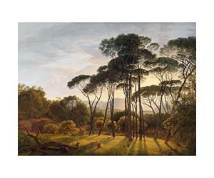 Artery8 Voogd Italian Landscape Umbrella Pines Painting Large XL Wall Art Canvas Print