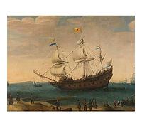 Artery8 Vroom Mauritius East Indiamen Ships Coast Painting Art Print Canvas Premium Wall Decor Poster Mural