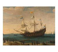 Artery8 Vroom Mauritius East Indiamen Ships Coast Painting Unframed Wall Art Print Poster Home Decor Premium