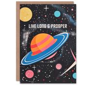 Artery8 Vulcan Salute Retro Style Planets Space Galaxy Birthday Card Artery8 Multicolor