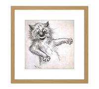 Artery8 Wain Caught Keep Your Mouth Shut Cat 8X8 Inch Square Wooden Framed Wall Art Print Picture with Mount in Light Oak Artery8 Light Oak