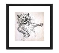 Artery8 Wain Caught Keep Your Mouth Shut Cat 8X8 Inch Square Wooden Framed Wall Art Print Picture with Mount in Black Artery8 Black