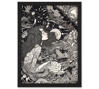 Artery8 Waiting for Love Concept Art Modern Illustration Artwork Framed Wall Art Print A4 in Black Artery8 Black