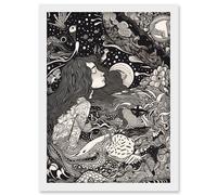 Artery8 Waiting for Love Concept Art Modern Illustration Artwork Framed Wall Art Print A4 in White Artery8 White