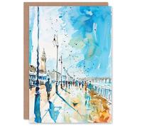 Artery8 Walk on the Promenade Watercolour Painting Greeting Birthday Card Him Her All Blank