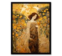 Walk On The Wildflower By Mia Rose Modern Klimt Style Painting Artwork Framed Wall Art Print A4 Artery8 Black A4