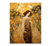 Artery8 Walk On The Wildflower By Mia Rose Modern Klimt Style Painting Large Wall Art Poster Print Thick Paper 18X24 Inch