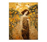 Artery8 Walk On The Wildflower By Mia Rose Modern Klimt Style Painting Unframed Wall Art Print Poster Home Decor Premium | Size: W12" x H16" Artery8 Multicolor W12" x H16"