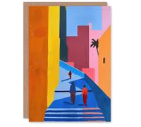 Artery8 Greeting Card Walk Though Casablanca Abstract Morocco Painting Blank For Him Or Her Art Birthday Card