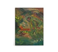 Artery8 Walking Hunter Huntsman With Dogs Kubincan Canvas Wall Art in Green | Size: W12" x H16" Artery8 Green W12" x H16"
