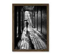 Artery8 Walking Through the Alley Black and White Photo Artwork Framed Wall Art Print 18X24 Inch