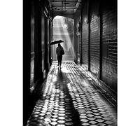 Artery8 Walking Through the Alley Black and White Photo Large Wall Art Poster Print Thick Paper 18X24 Inch