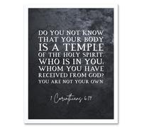 Artery8 1 Corinthians 6:19 Your Body is a Temple of the Holy Spirit Christian Bible Verse Quote Scripture Typography Art Print Framed Poster Wall Decor 12x16 inch