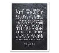Artery8 Wall Art Print 1 Peter 3:15 Set Apart Christ As Lord Christian Bible Verse Quote Scripture Typography Art Framed in White | Size: W12" x H16" Artery8 White W12" x H16"