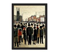 Artery8 Wall Art Print 1940 Mid Century Industrial Northern Crowds In Street Cityscape Large Framed Wall Décor Art in Light Oak | Size: W18" x H24" Artery8 Light Oak W18" x H24"