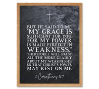 Artery8 Wall Art Print 2 Corinthians 12:9 Made Perfect in Weakness Christs Power Rests in Me Christian Bible Verse Quote Scripture Typography Art Artery8 Light Oak W12" x H16"