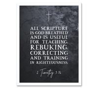 Artery8 Wall Art Print 2 Timothy 3:16 All Scripture is God Breathed Christian Bible Verse Quote Scripture Typography Art Framed | Size: W12" x H16" Artery8 White W12" x H16"