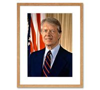 Artery8 Wall Art Print 39th US President Jimmy Carter Official Portrait Photo Artwork Framed 9X7 Inch in Beige | Size: W7" x H9" Artery8 Beige W7" x H9"