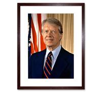 Artery8 Wall Art Print 39th US President Jimmy Carter Official Portrait Photo Artwork Framed 9X7 Inch in Brown | Size: W7" x H9" Artery8 Brown W7" x H9"