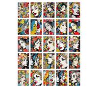 Artery8 Wall Art Print 50 Pcs Fashion Face Pop Art Bubble Comic Halftone Aesthetic Collage Kit s A6 Set Pack 15x10 cm (6x4") Decor Student Teen Polka Artery8 Multicolor 15x10 cm