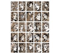 Artery8 Wall Art Print 50 Pcs Fashion Face Pop Art Bubble Comic Sepia Aesthetic Collage Kit s A6 Set Pack 15x10 cm (6x4") Teen Bedroom Decor Student Artery8 Chocolate 15x10 cm