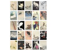 Artery8 50 Pcs Japanese Art Collage Kit Ohara Koson Woodblock Paintings Wall Art Prints A6 Set Pack 14.8 x 10.5 cm (5.8 x 4.1) Room Decor Poster Collection Kachō-e