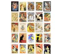 Artery8 50 Pcs Old French Advertising Aesthetic Collage Kit Wall Art Prints A6 Pack 14.8 x 10.5 cm (5.8 x 4.1) Room Decor Poster Collection Folies Bergere Moulin Rouge