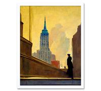 Artery8 Wall Art Print 5th Avenue New York At Sunrise Watercolour Painting Art Framed in White | Size: W12" x H16" Artery8 White W12" x H16"