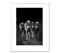 Artery8 Wall Art Print A Pack of Wolves Wild Animal Black & White Photo Artwork Framed 9X7 Inch | Size: W7" x H9" Artery8 White W7" x H9"