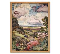 Artery8 Wall Art Print A Wild Scottish Landscape on a Cloudy Day Art Framed in Light Oak | Size: W12" x H16" Artery8 Light Oak W12" x H16"