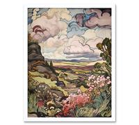 Artery8 Wall Art Print A Wild Scottish Landscape on a Cloudy Day Art Framed in White | Size: W12" x H16" Artery8 White W12" x H16"