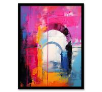 Wall Art Print Abstract Arches Vibrant Purple Orange Blue Architecture Framed Art Artery8 Pink A4