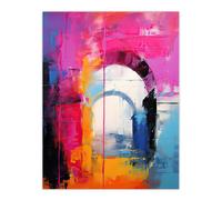 Artery8 Abstract Arches Vibrant Oil Painting Purple Orange Blue Palette Knife Architecture Artwork Extra Large XL Wall Art Poster Print